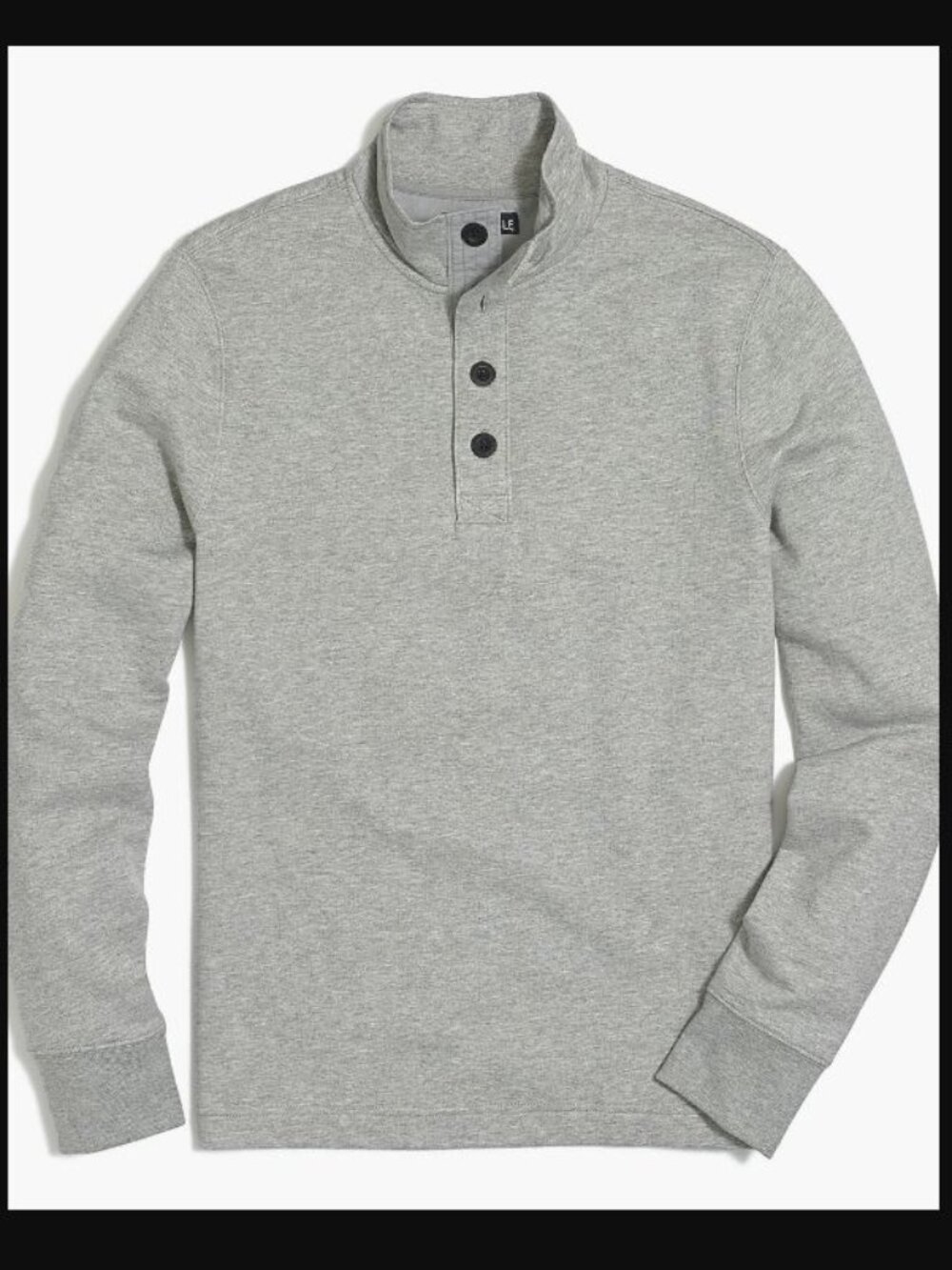 J.Crew | Men's Authentic Fleece Button Mockneck Pullover Sweatshirt Gray, Size L